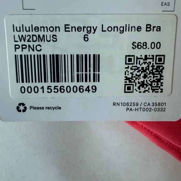 Lululemon size 6 Energy Sports Bra - Picture 5 of 5